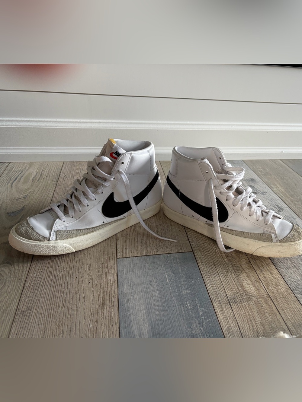 Nike White and Black High-Top Sneakers